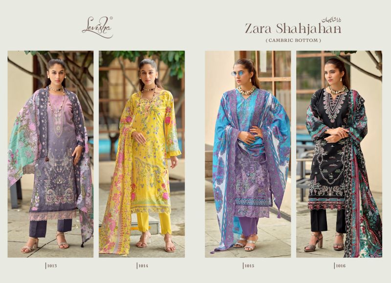 Levisha Zara Shahjahan Cambric Lawn Cotton Print Embroidered Dress Material — Cotton Dress Material, Vardan Ethnic wholesale from Surat — view 6