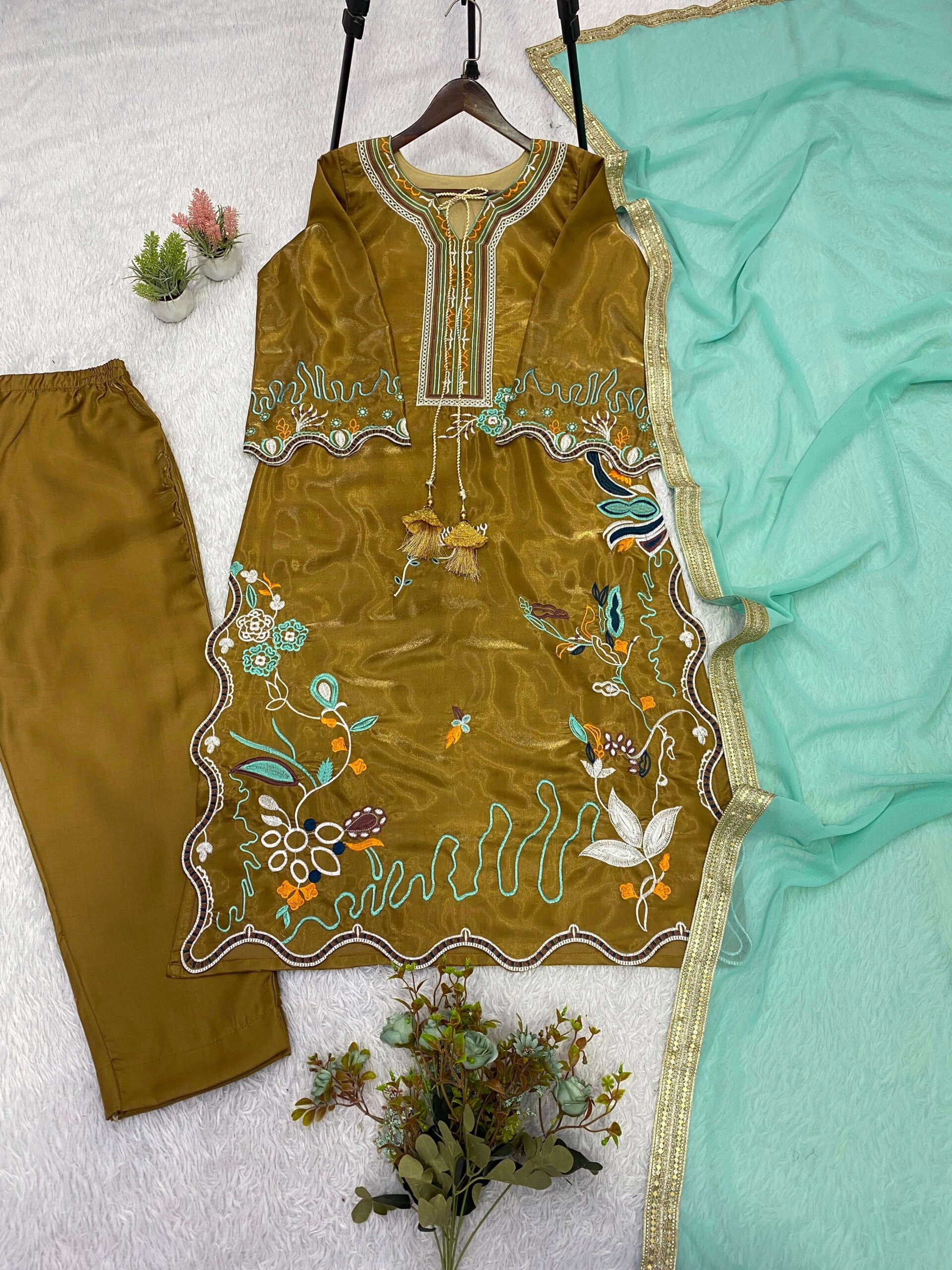 LG 2120 Silk Beautiful Embroidery Work Designer Readymade Salwar Suit — Wholesale Readymade Suit, Vardan Ethnic wholesale from Surat — view 3