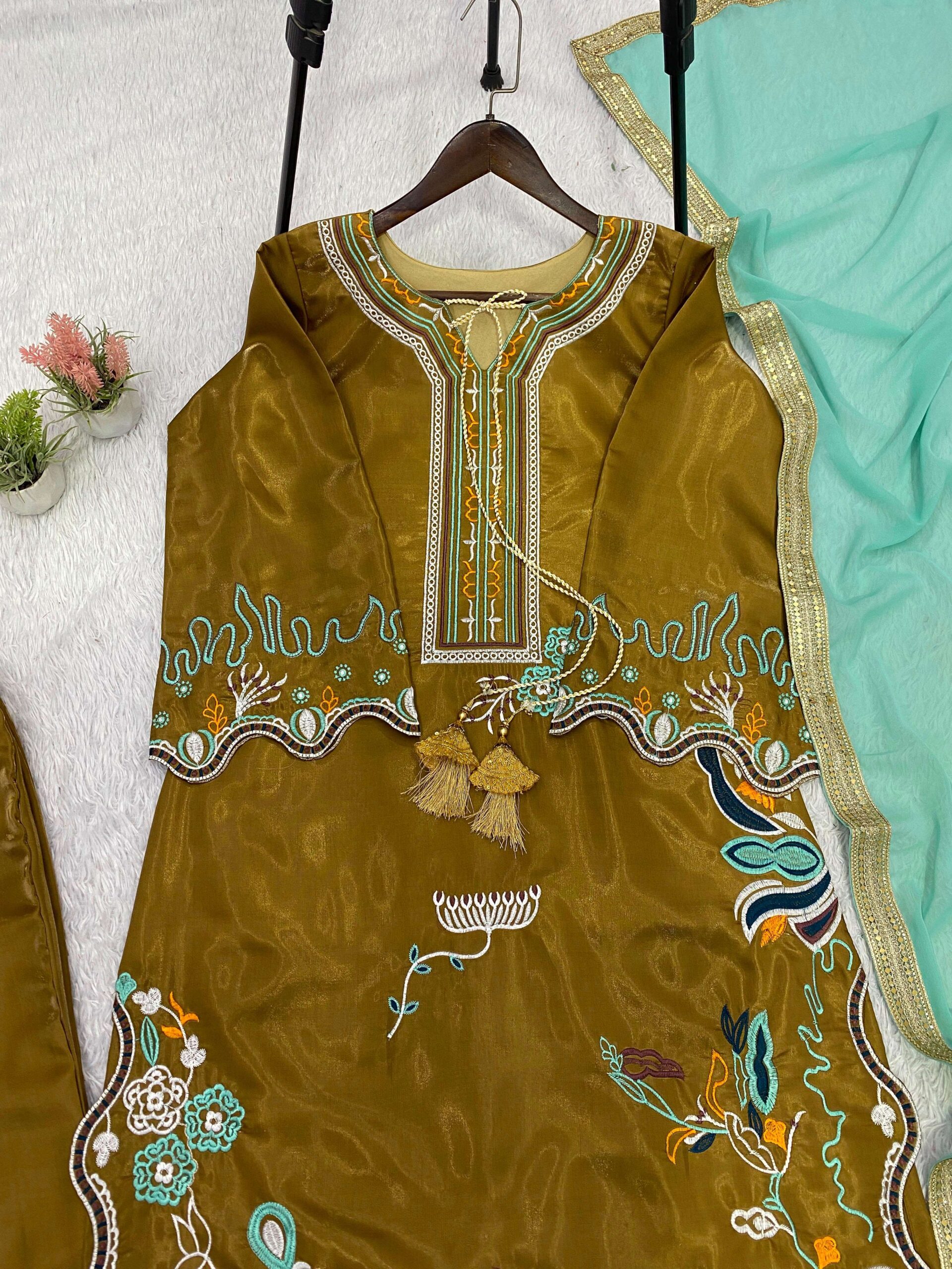 LG 2120 Silk Beautiful Embroidery Work Designer Readymade Salwar Suit — Wholesale Readymade Suit, Vardan Ethnic wholesale from Surat — view 2