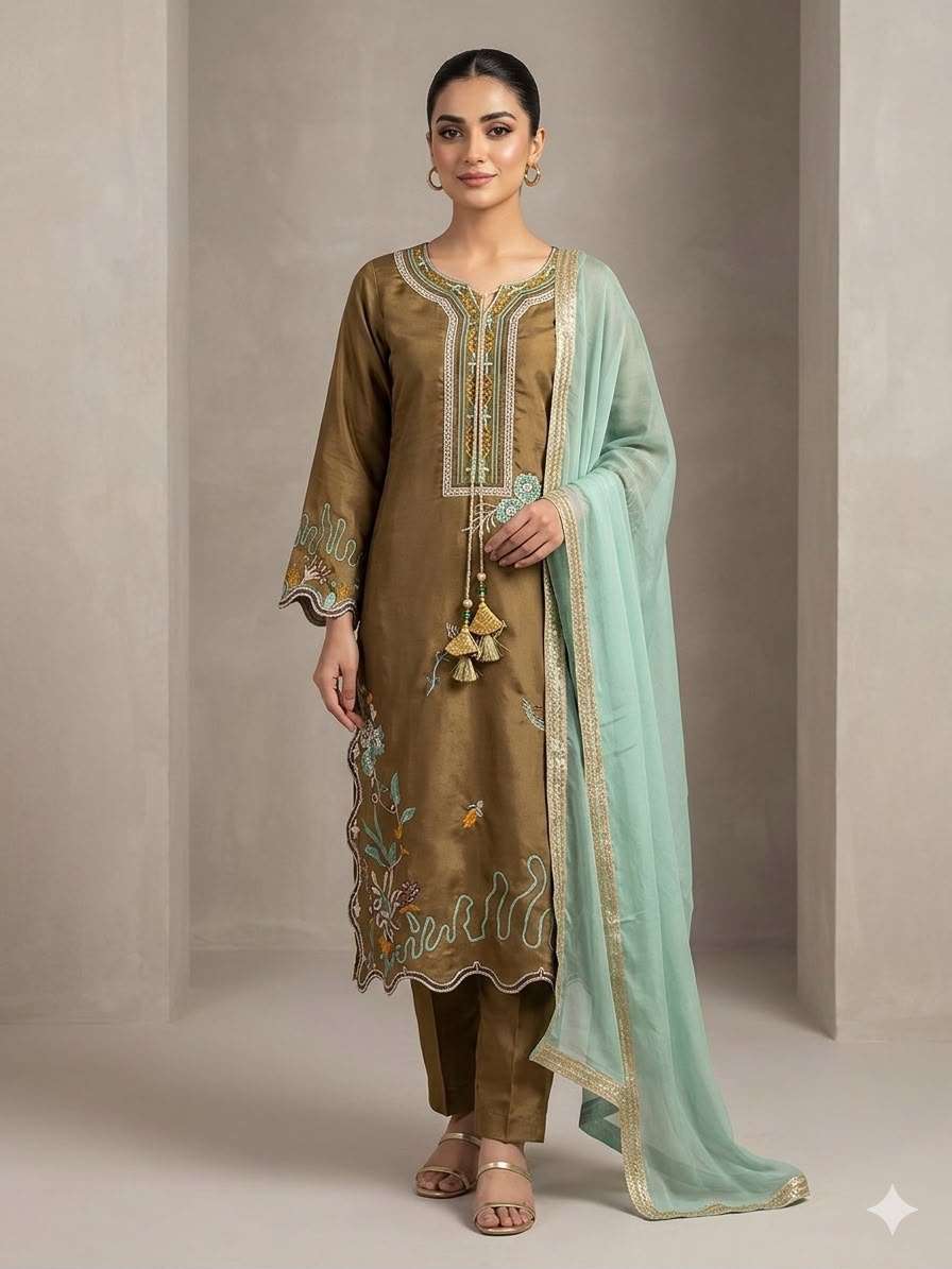 LG 2120 Silk Beautiful Embroidery Work Designer Readymade Salwar Suit