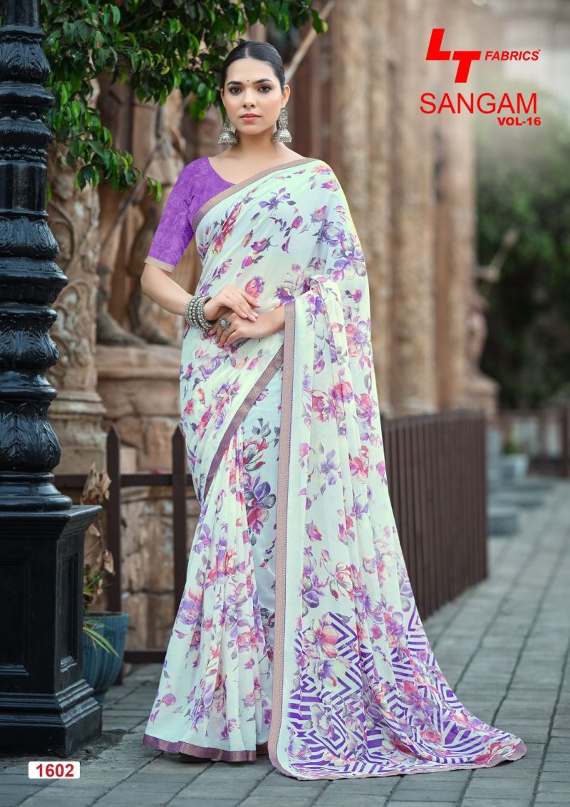 Lt Sangam Vol 16 Micro Printed Saree Catalog — Georgette Sarees, Vardan Ethnic wholesale from Surat — view 2
