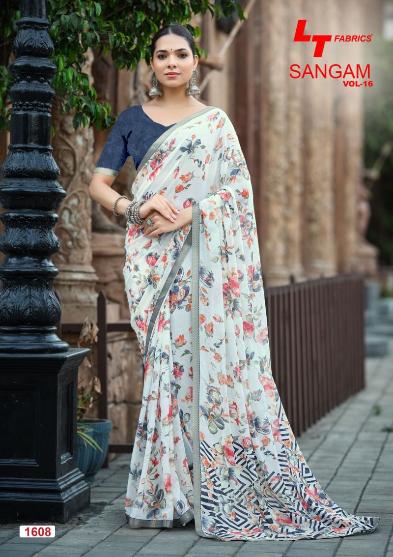Lt Sangam Vol 16 Micro Printed Saree Catalog — Georgette Sarees, Vardan Ethnic wholesale from Surat — view 3