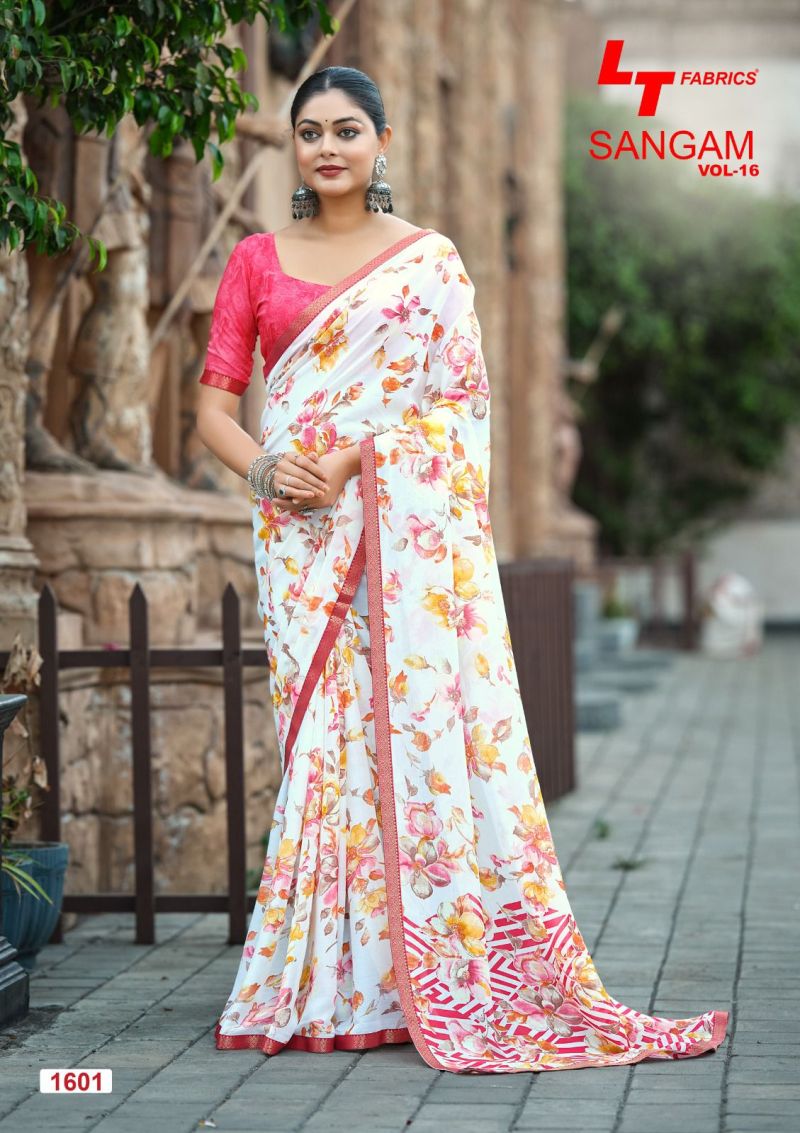 Lt Sangam Vol 16 Micro Printed Saree Catalog — Georgette Sarees, Vardan Ethnic wholesale from Surat — view 4