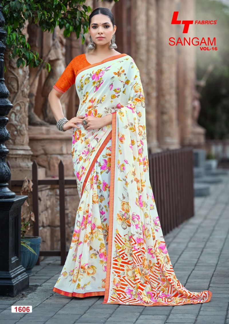 Lt Sangam Vol 16 Micro Printed Saree Catalog — Georgette Sarees, Vardan Ethnic wholesale from Surat — view 6