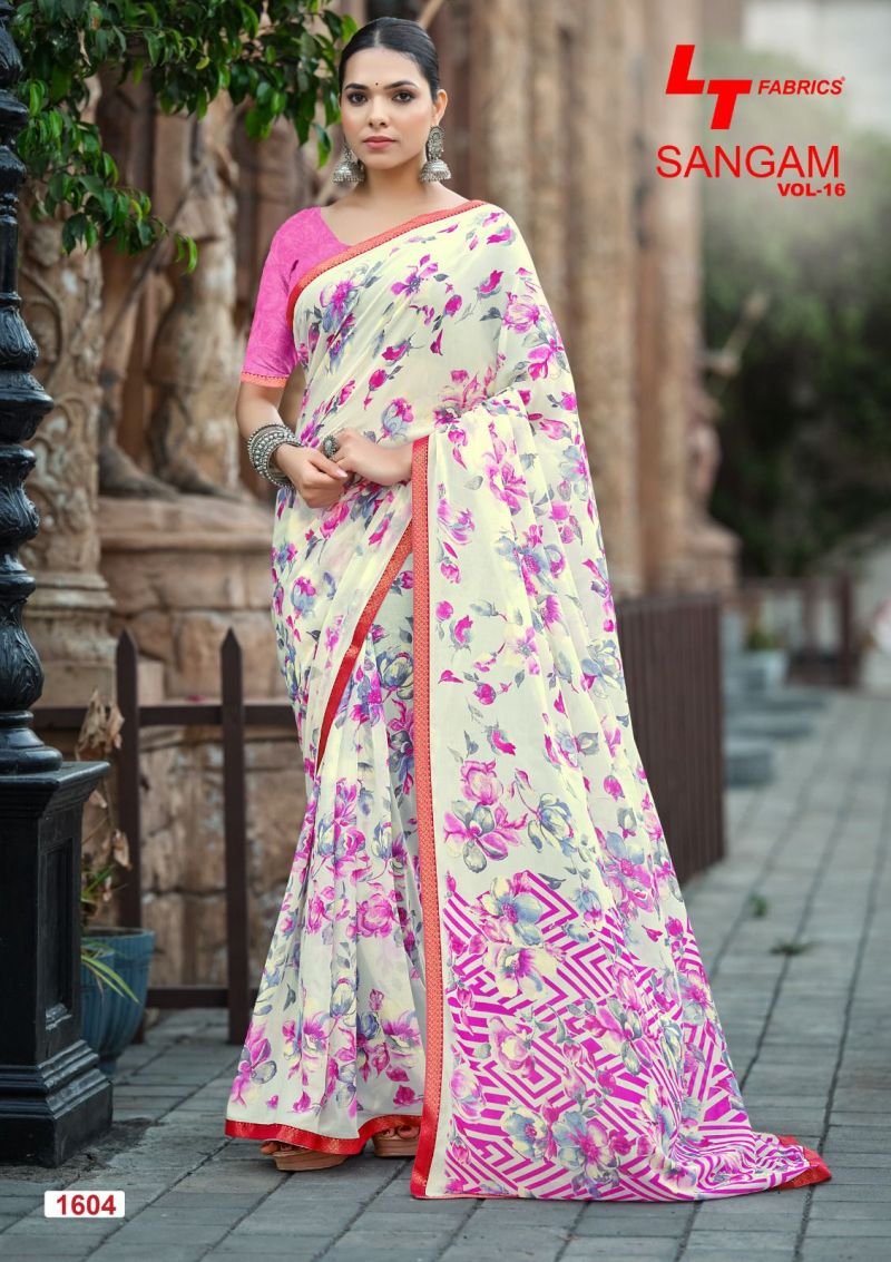 Lt Sangam Vol 16 Micro Printed Saree Catalog — Georgette Sarees, Vardan Ethnic wholesale from Surat — view 7