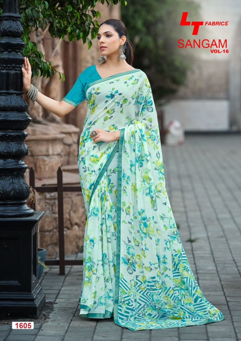 Lt Sangam Vol 16 Micro Printed Saree Catalog — Georgette Sarees, Vardan Ethnic wholesale from Surat — view 8