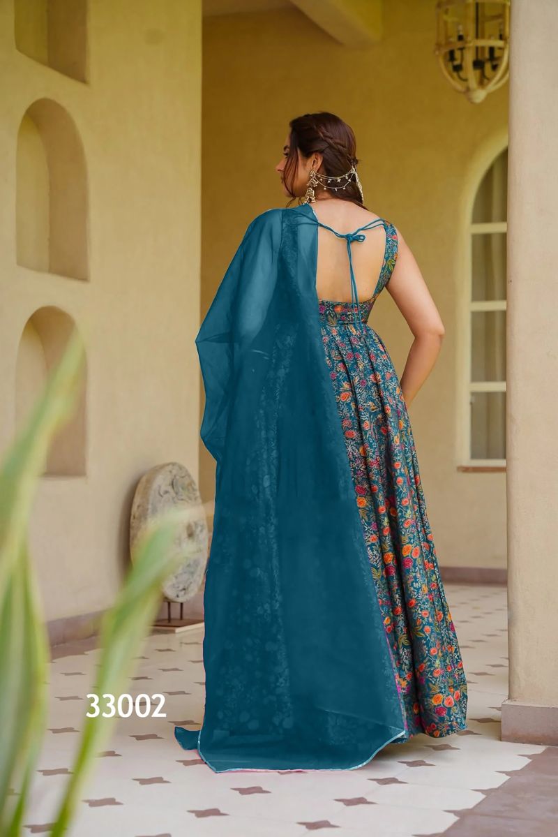 Lucaya Vol 33 Silk Digital Printed Flared Gown With Dupatta Set — Wholesale Kurtis, Lucaya wholesale from Surat — view 8