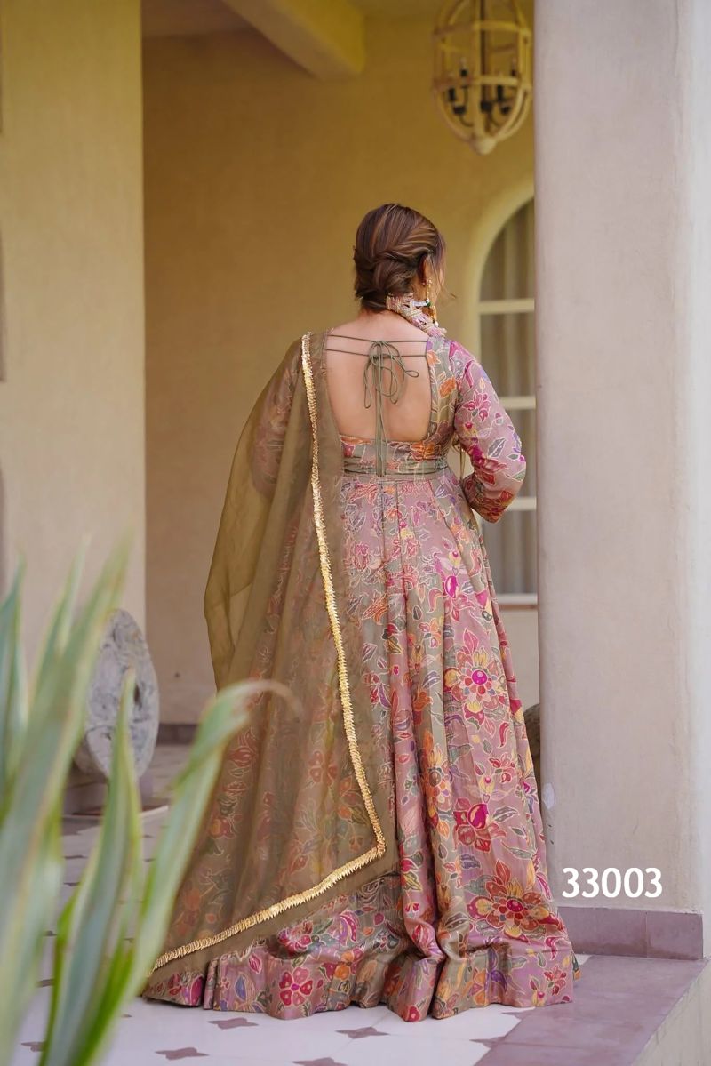 Lucaya Vol 33 Silk Digital Printed Flared Gown With Dupatta Set — Wholesale Kurtis, Lucaya wholesale from Surat — view 6