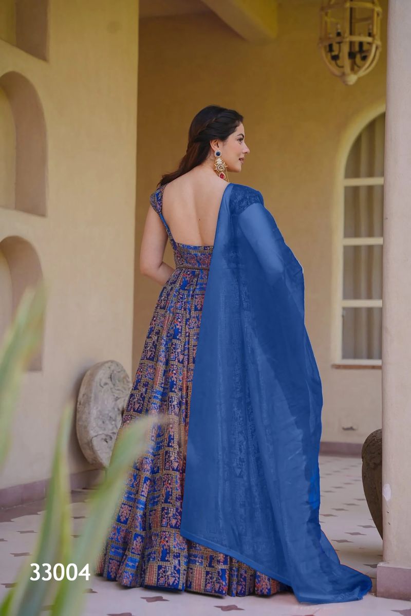 Lucaya Vol 33 Silk Digital Printed Flared Gown With Dupatta Set — Wholesale Kurtis, Lucaya wholesale from Surat — view 5