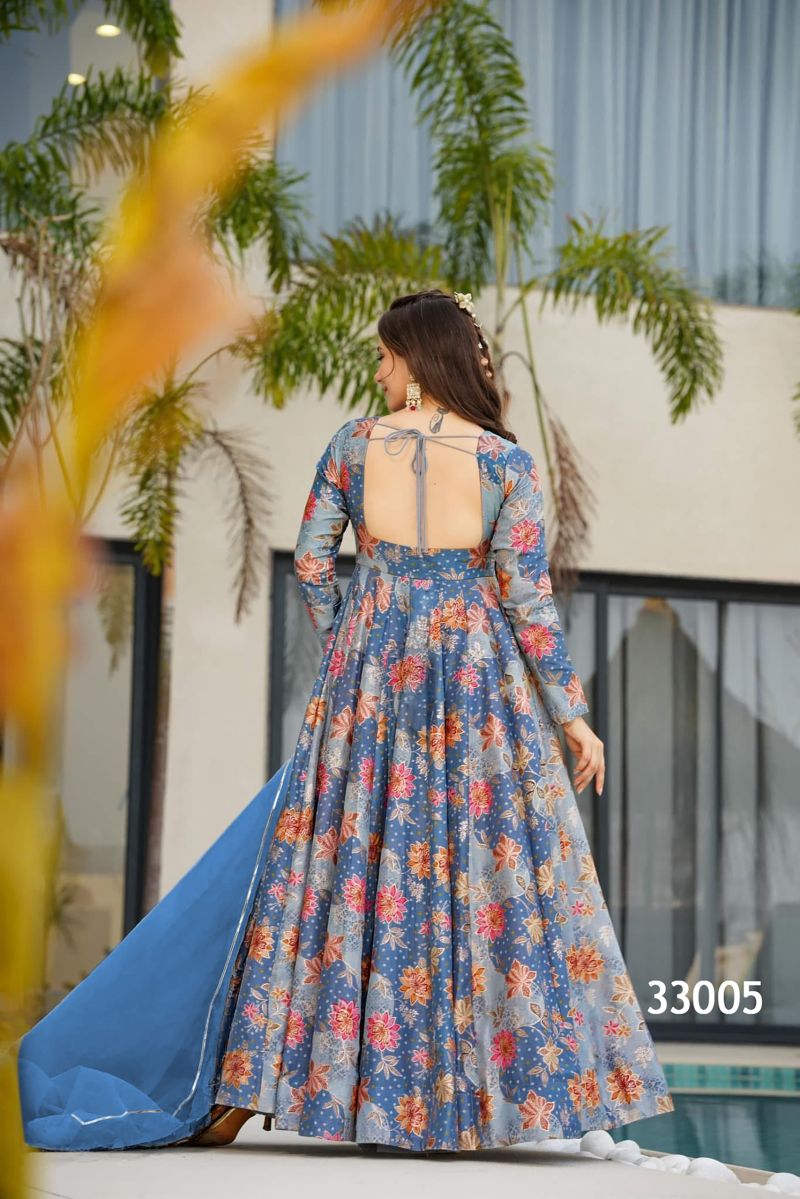 Lucaya Vol 33 Silk Digital Printed Flared Gown With Dupatta Set — Wholesale Kurtis, Lucaya wholesale from Surat — view 3