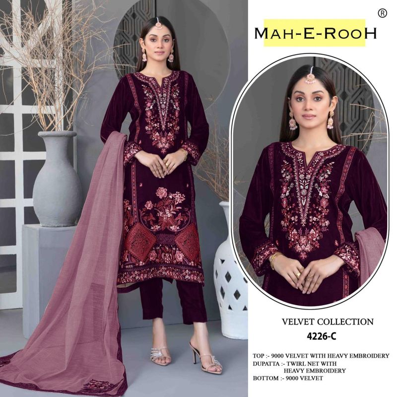 Mah E Rooh 4226 Velvet Embroidered Sequence Work Salwar Kameez Catalog 5956 — Wholesale Salwar Kameez, Vardan Ethnic wholesale from Surat — view 2