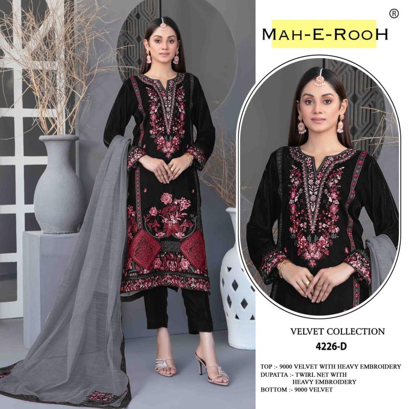 Mah E Rooh 4226 Velvet Embroidered Sequence Work Salwar Kameez Catalog 5956 — Wholesale Salwar Kameez, Vardan Ethnic wholesale from Surat — view 3