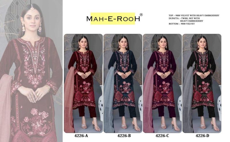 Mah E Rooh 4226 Velvet Embroidered Sequence Work Salwar Kameez Catalog 5956 — Wholesale Salwar Kameez, Vardan Ethnic wholesale from Surat — view 9