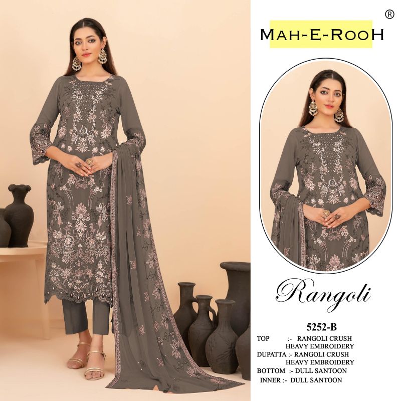 Mah E Rooh 5252 A To D Rangoli Crush Embroidered Salwar Kameez Catalog — Unstitched Suits, Vardan Ethnic wholesale from Surat — view 2
