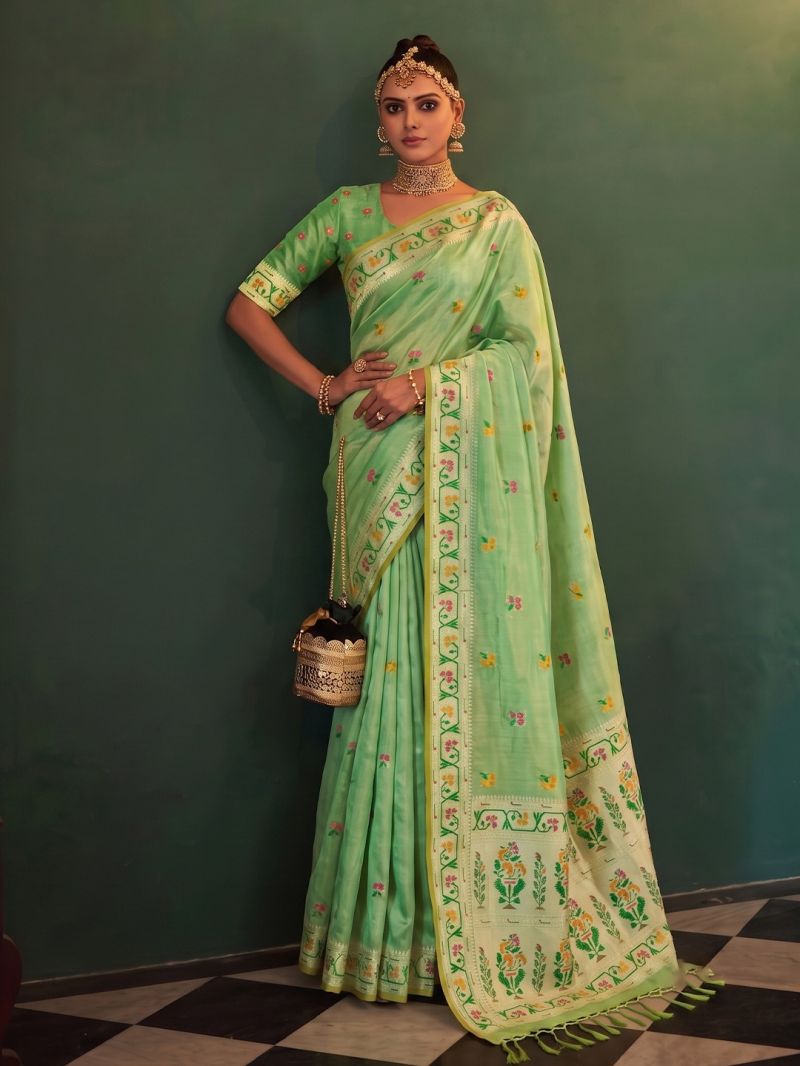 Ast Maheswari Silk Tissue Silk Meena Worked Saree Catalog