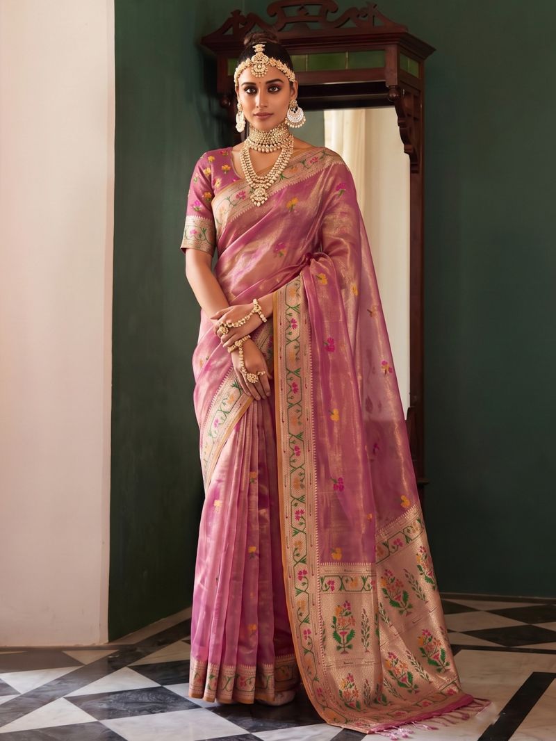 Ast Maheswari Silk Tissue Silk Meena Worked Saree Catalog — Wholesale Sarees, Astita wholesale from Surat — view 6