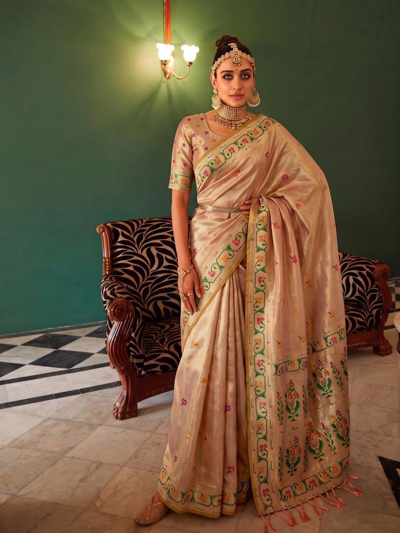 Ast Maheswari Silk Tissue Silk Meena Worked Saree Catalog — Wholesale Sarees, Astita wholesale from Surat — view 5