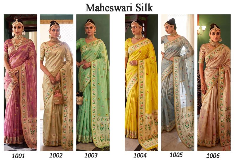 Ast Maheswari Silk Tissue Silk Meena Worked Saree Catalog — Wholesale Sarees, Astita wholesale from Surat — view 3