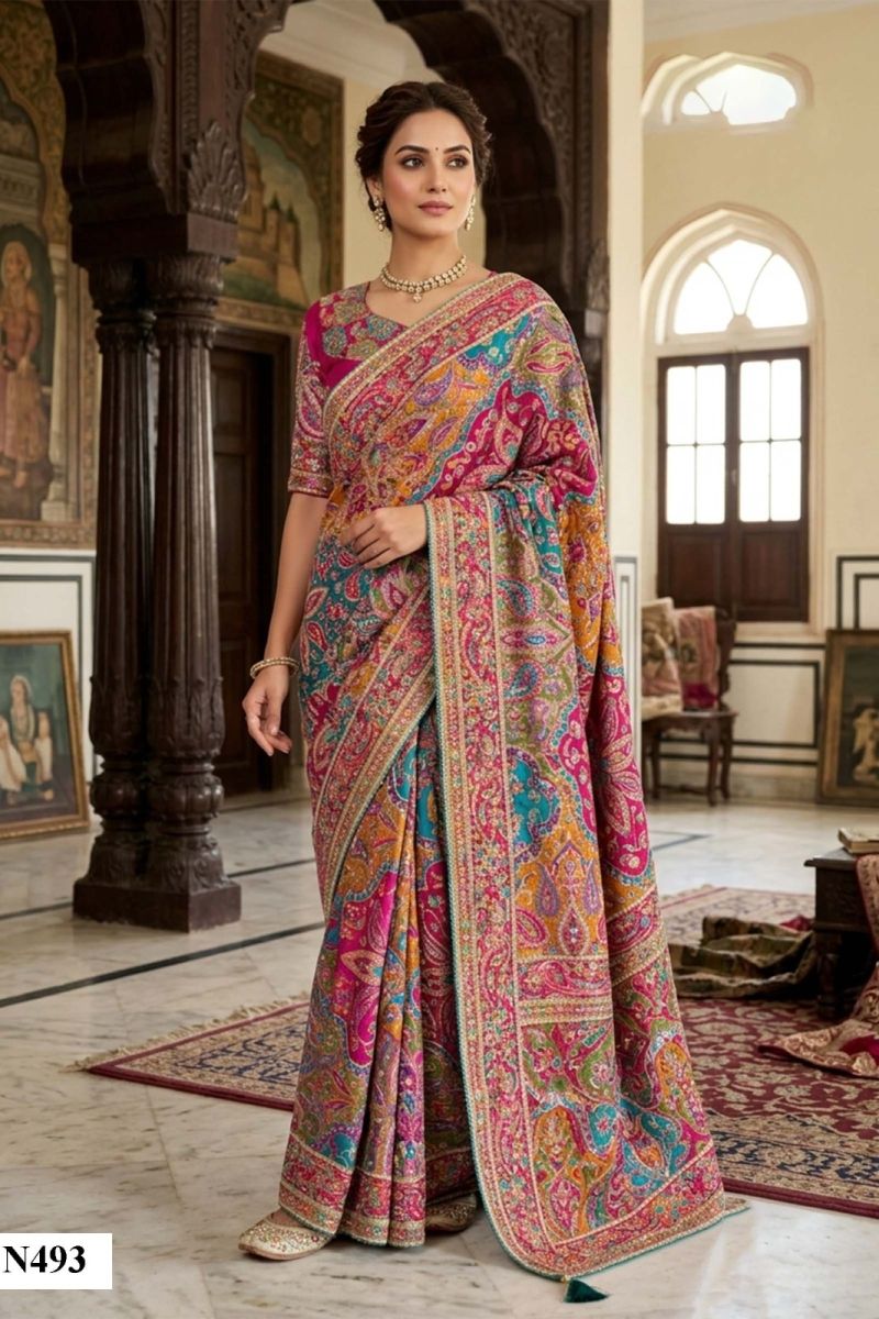 Mahotsav Nimaya Rajwadi Vol 3 Crape Silk Aari Work Saree Catalog — Wholesale Sarees, Mahotsav wholesale from Surat — view 2
