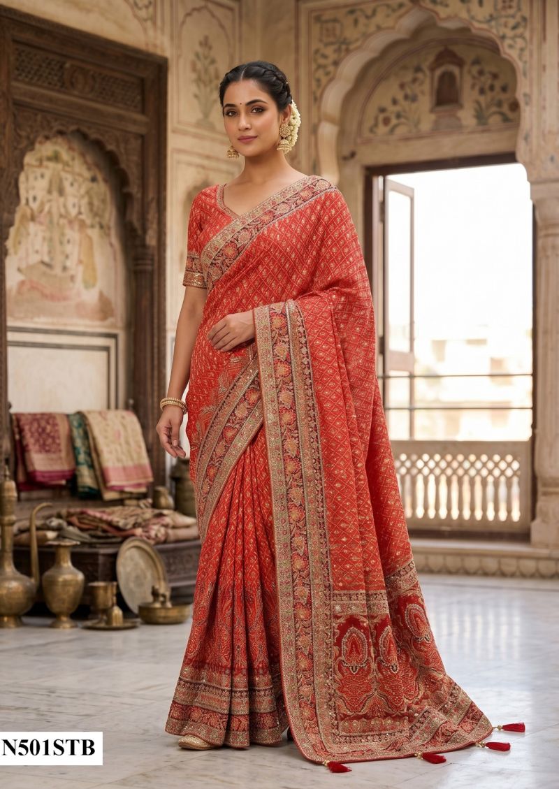Mahotsav Nimaya Rajwadi Vol 3 Crape Silk Aari Work Saree Catalog