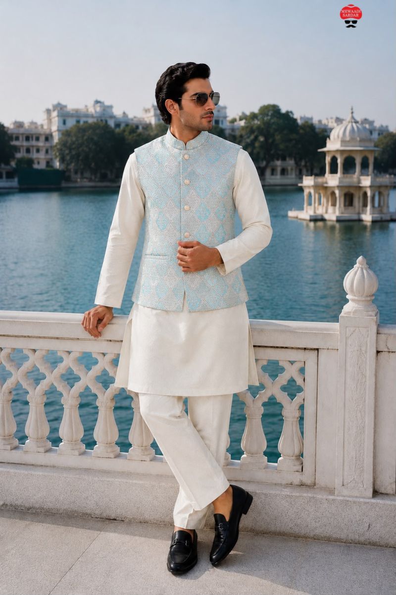 Malai Mens Kurta Vol 1 Malai Satin jacquard Work Kurta Bottom With Koti