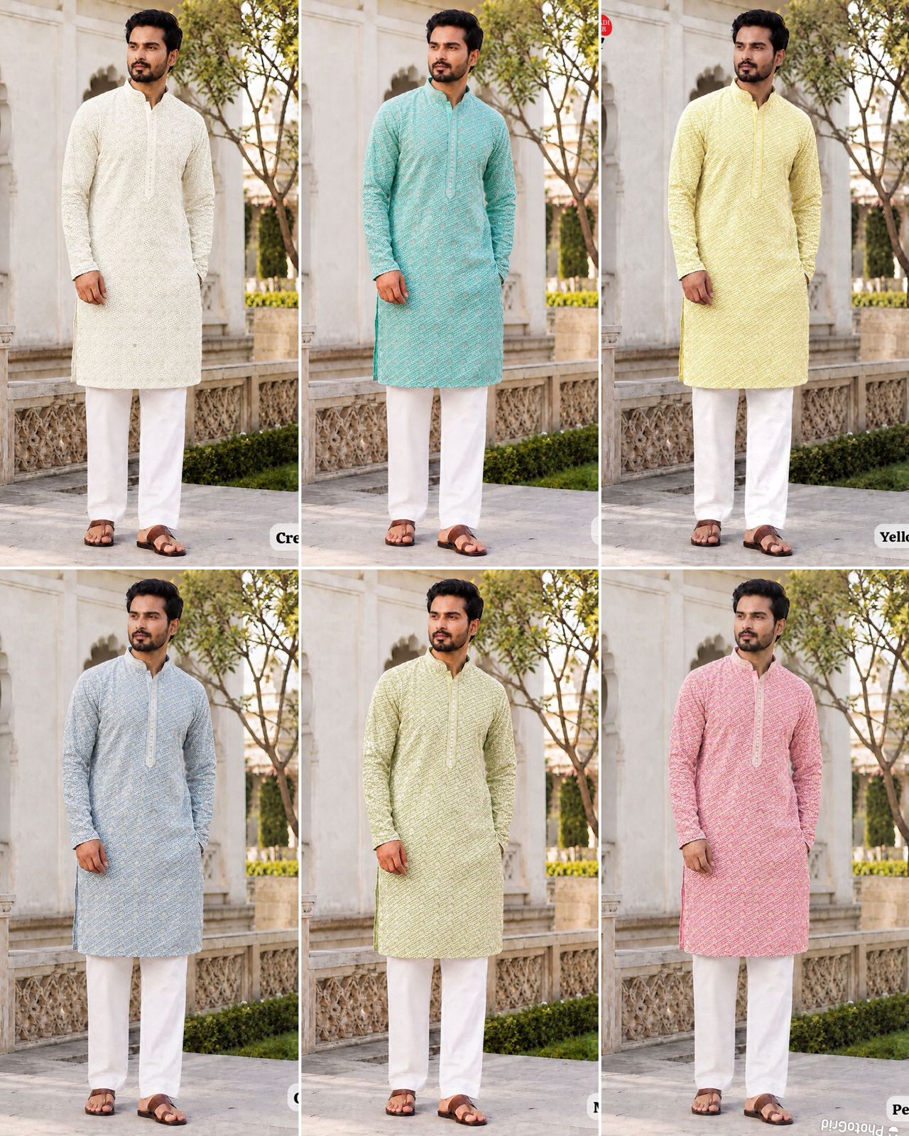 Manyavar Chikankari Rayon Chikan Schiffli Work Mens Kurta With Pant — Men's Wear, Vardan Ethnic wholesale from Surat — view 13