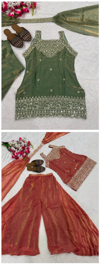 Md 1121 Fandy Silk Sequence Embroidery Readymade Salwar Suit — Wholesale Readymade Suit, Vardan Ethnic wholesale from Surat — view 8