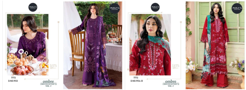 Mehboob Tex 1933 And 1934 Cotton Embroidered Salwar Kameez Catalog — Wholesale Pakistani Suits, Vardan Ethnic wholesale from Surat — view 6