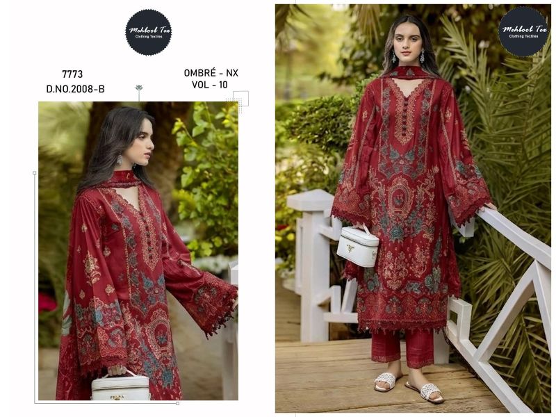 Mehboob Tex Ombre Nx New Colors Cambric Cotton With Embroidered Salwar Suit — Wholesale Pakistani Suits, Vardan Ethnic wholesale from Surat — view 3