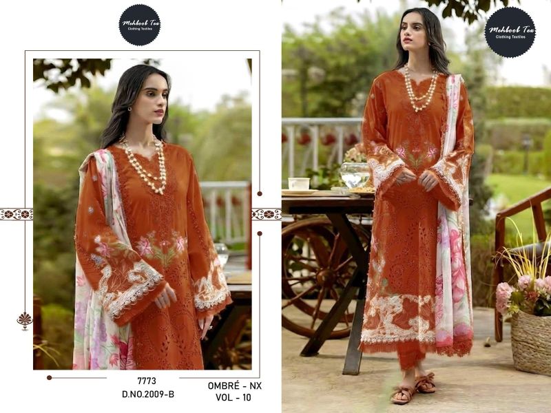 Mehboob Tex Ombre Nx New Colors Cambric Cotton With Embroidered Salwar Suit — Wholesale Pakistani Suits, Vardan Ethnic wholesale from Surat — view 4