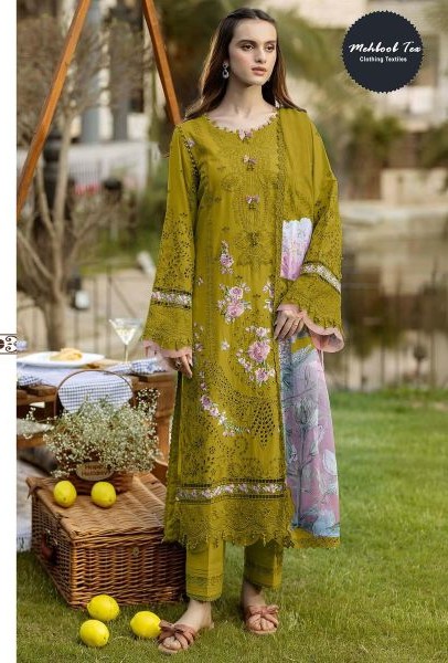 Mehboob Tex Ombre Nx New Colors Cambric Cotton With Embroidered Salwar Suit