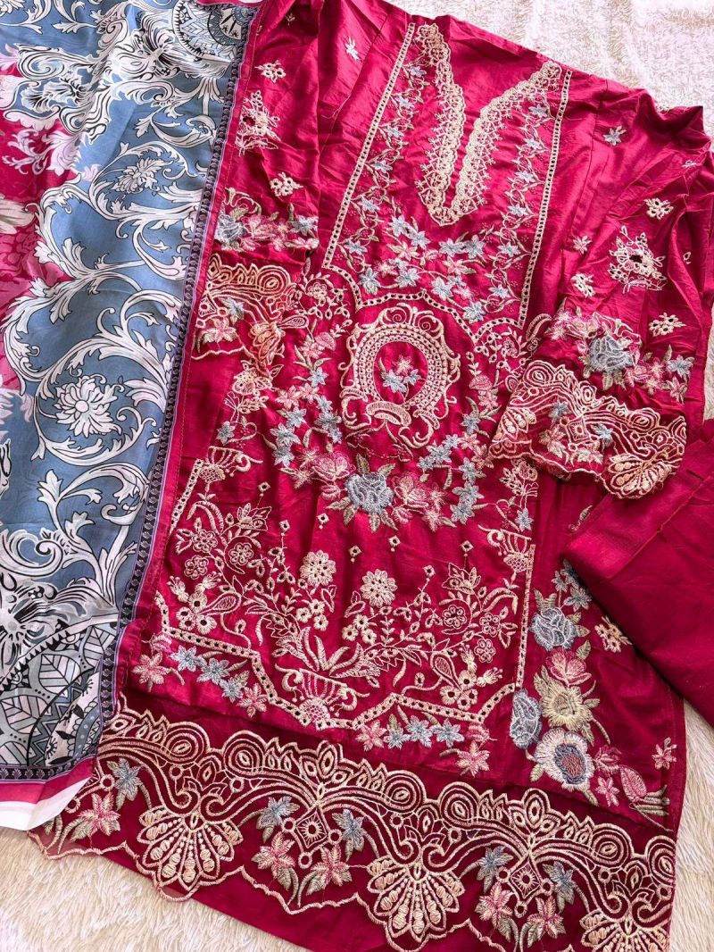 Mehboob Tex Ombre Nx New Colors Cambric Cotton With Embroidered Salwar Suit — Wholesale Pakistani Suits, Vardan Ethnic wholesale from Surat — view 5