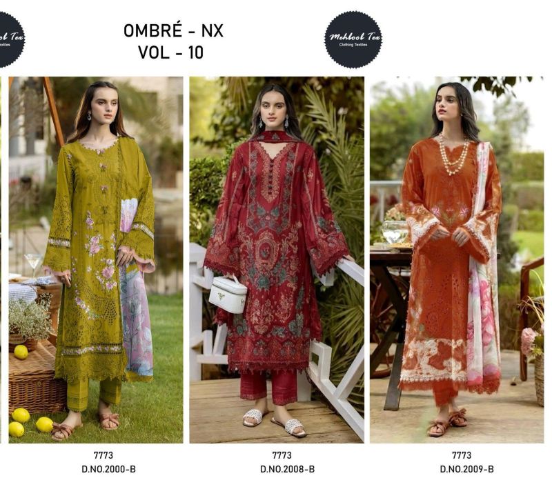 Mehboob Tex Ombre Nx New Colors Cambric Cotton With Embroidered Salwar Suit — Wholesale Pakistani Suits, Vardan Ethnic wholesale from Surat — view 2