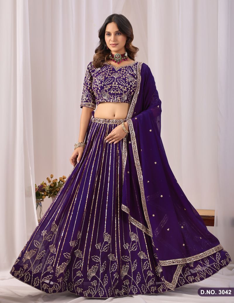 Mehvish Vol 34 Faux Georgette Embroidered Lehenga Choli Set — Wholesale Lehenga, Mehvish wholesale from Surat — view 8