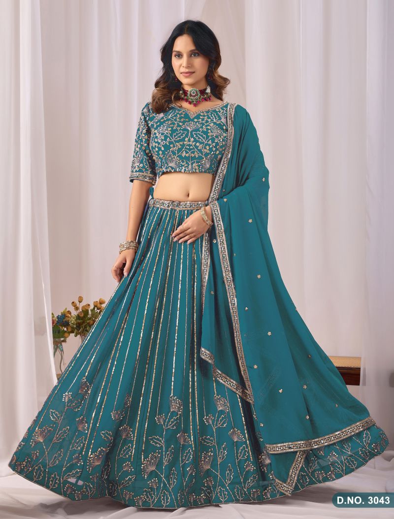 Mehvish Vol 34 Faux Georgette Embroidered Lehenga Choli Set — Wholesale Lehenga, Mehvish wholesale from Surat — view 7