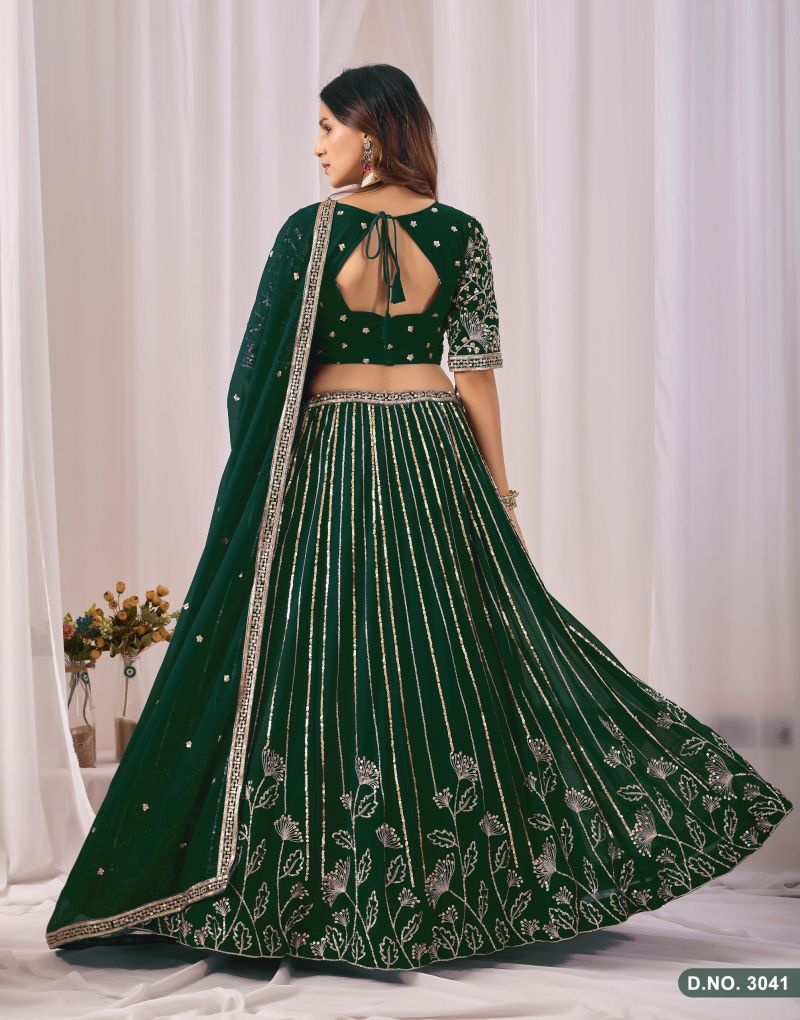 Mehvish Vol 34 Faux Georgette Embroidered Lehenga Choli Set — Wholesale Lehenga, Mehvish wholesale from Surat — view 3