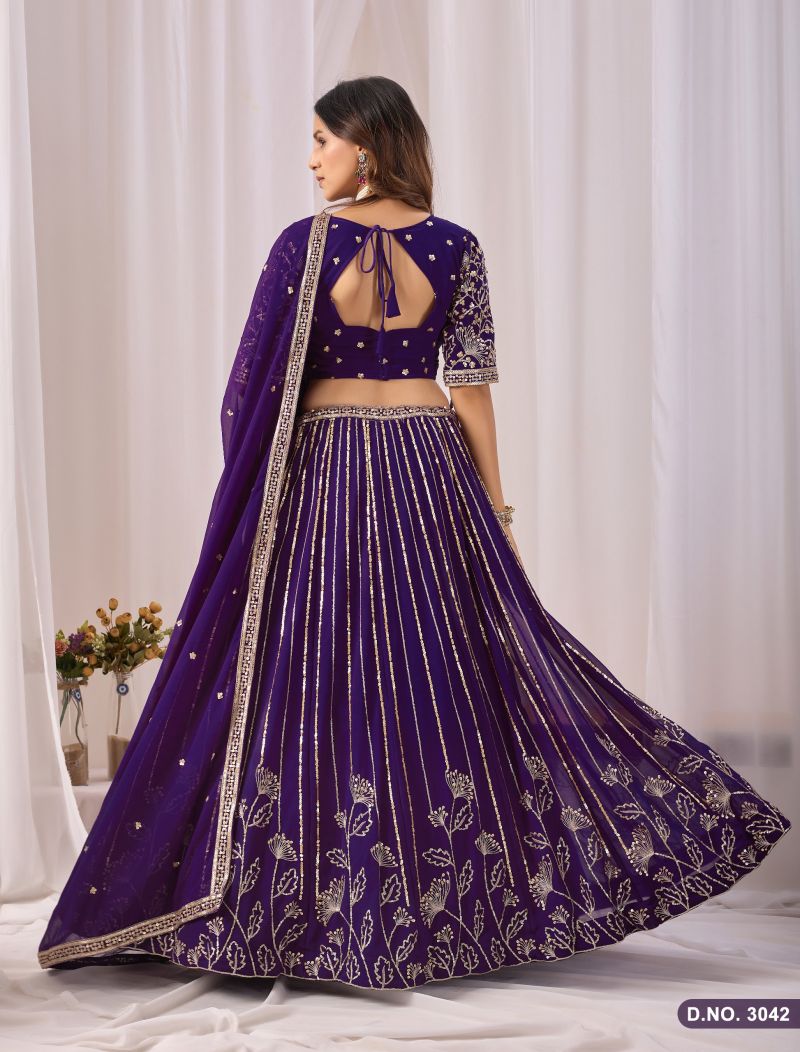 Mehvish Vol 34 Faux Georgette Embroidered Lehenga Choli Set — Wholesale Lehenga, Mehvish wholesale from Surat — view 2