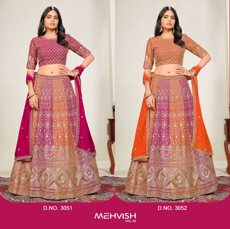 Mehvish Vol 35 Faux Georgette Embroidered Lehenga Choli Collection — Wholesale Lehenga, Mehvish wholesale from Surat — view 8