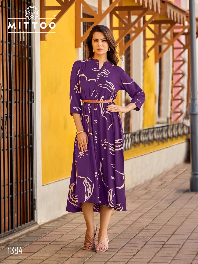 Mittoo Belt Vol 27 Rayon Printed One Piece Catalog — Wholesale Kurtis, Mittoo wholesale from Surat — view 5