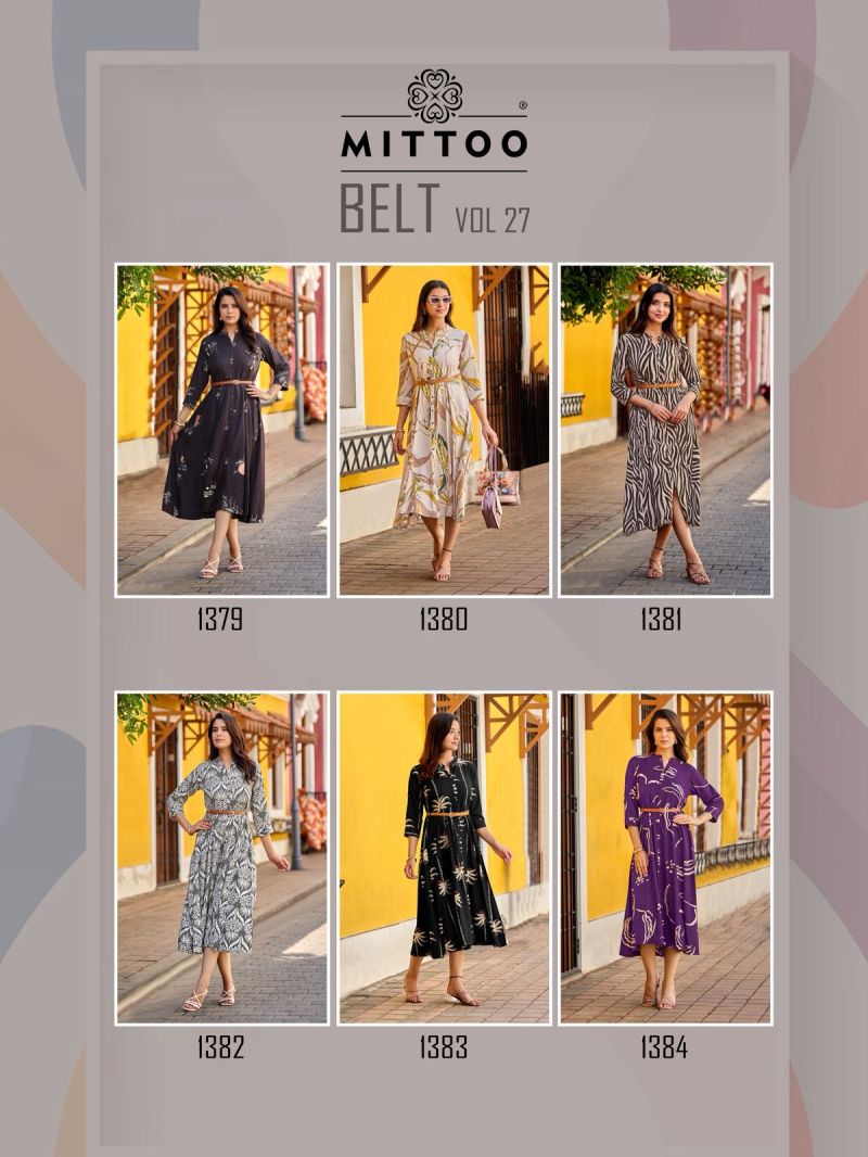 Mittoo Belt Vol 27 Rayon Printed One Piece Catalog — Wholesale Kurtis, Mittoo wholesale from Surat — view 4