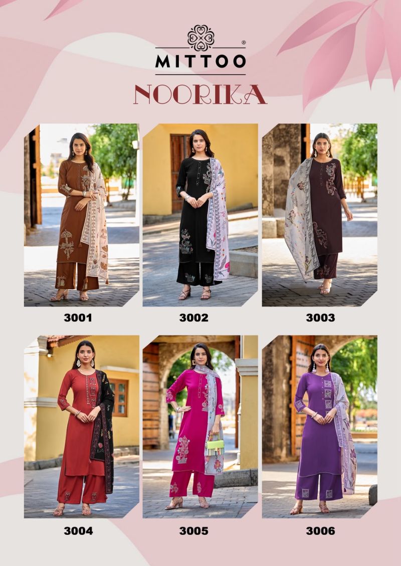 Mittoo Noorika Rayon Thread And Hand Work Kurti With Bottom Dupatta Set — Wholesale Salwar Suits, Mittoo wholesale from Surat — view 9