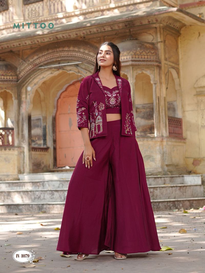 Mittoo Ruksat Mul Chanderi Thread Work Indo Western Set — Wholesale Designer Salwar Suits, MPA wholesale from Surat — view 3