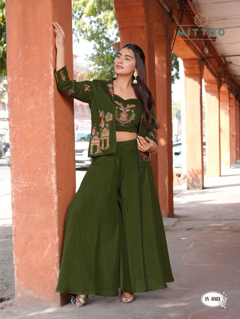 Mittoo Ruksat Mul Chanderi Thread Work Indo Western Set