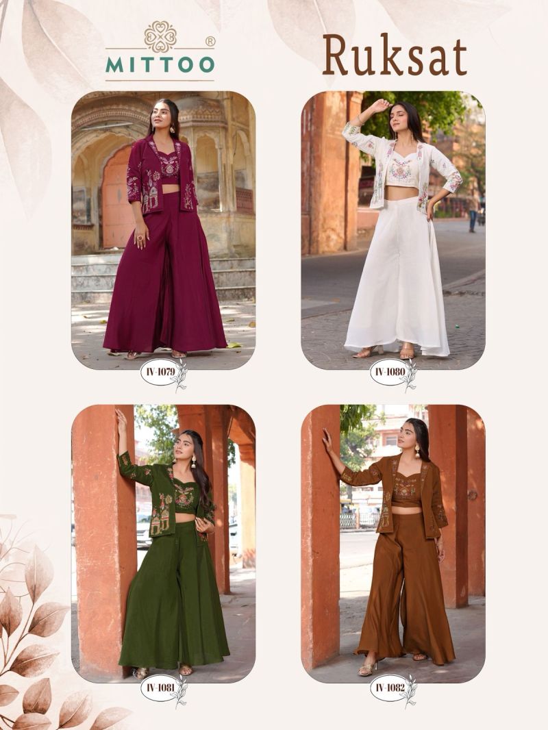 Mittoo Ruksat Mul Chanderi Thread Work Indo Western Set — Wholesale Designer Salwar Suits, MPA wholesale from Surat — view 6