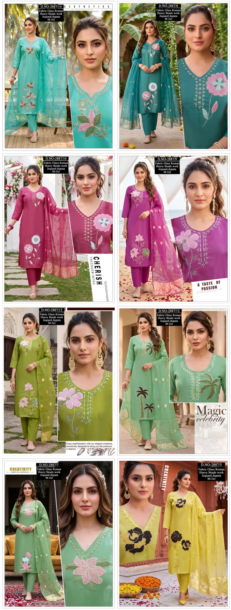 Naisha Combo 2 Roman Glass Beads Worked Kurti Set — Wholesale Salwar Suits, Naisha wholesale from Surat — view 9