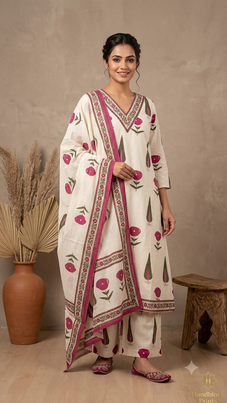 Naisha k 1084 Cotton Printed Kurti With Bottomn Dupatta Set — Wholesale Readymade Suit, MPA wholesale from Surat — view 5
