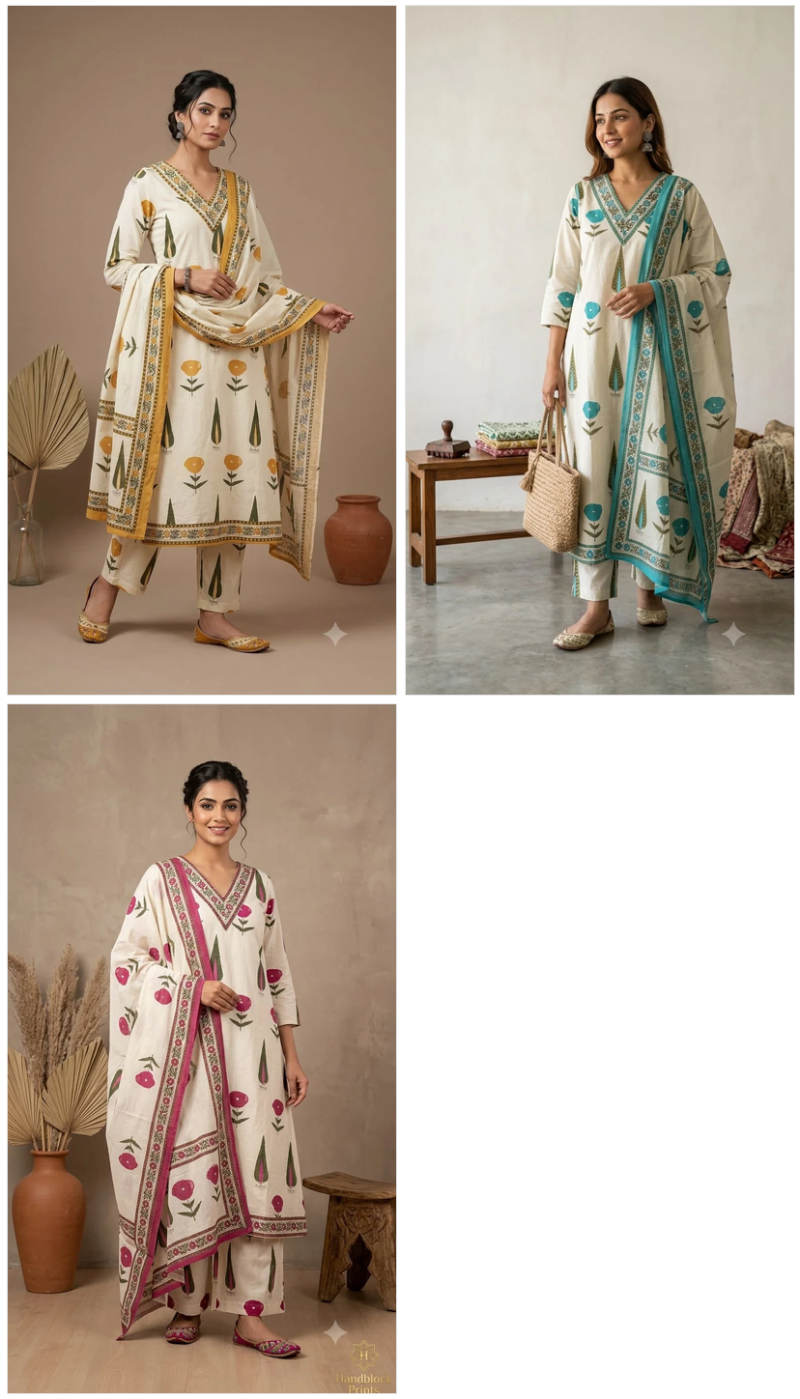Naisha k 1084 Cotton Printed Kurti With Bottomn Dupatta Set — Wholesale Readymade Suit, MPA wholesale from Surat — view 7