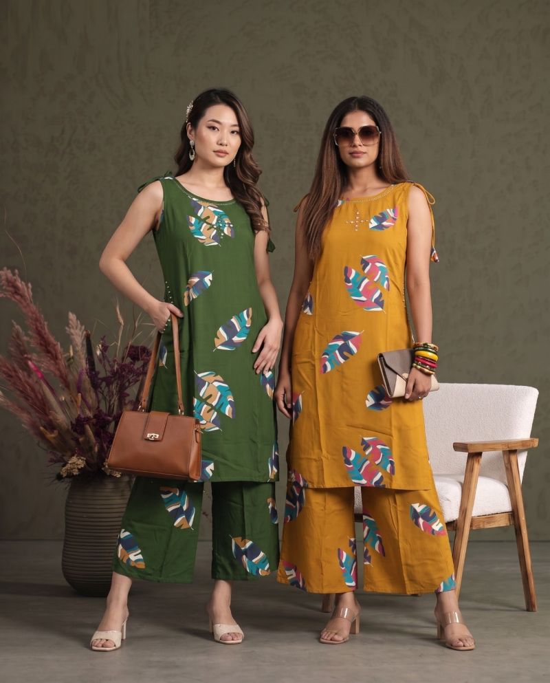 Naisha K 1086 Heavy Rayon With Neck Work Kurti With Bottom Set