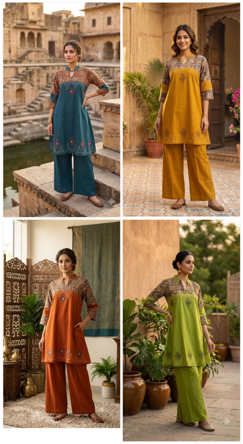 Naisha K 1092 Dhabu Cotton Stylish Kurti With Bottom Set — Wholesale Kurtis, MPA wholesale from Surat — view 5