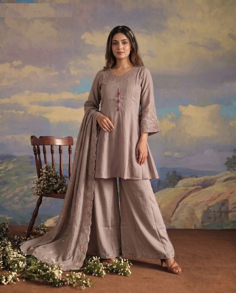 Naisha K 1094 Roman Flared Kurti With Palazzo Dupatta Set — Wholesale Kurtis, MPA wholesale from Surat — view 6